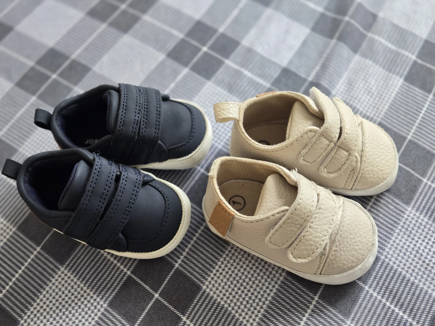 Baby Crib Shoes - Blue Black & Beige