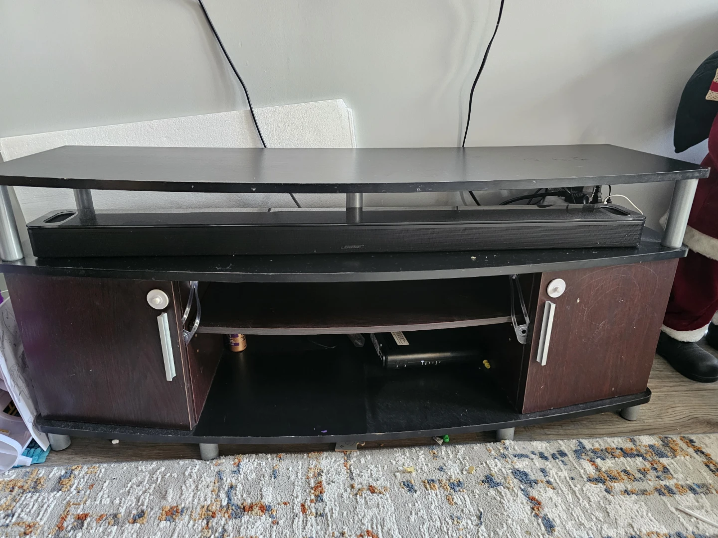 Dark Wood Media Console with Soundbar Shelf - photo 3