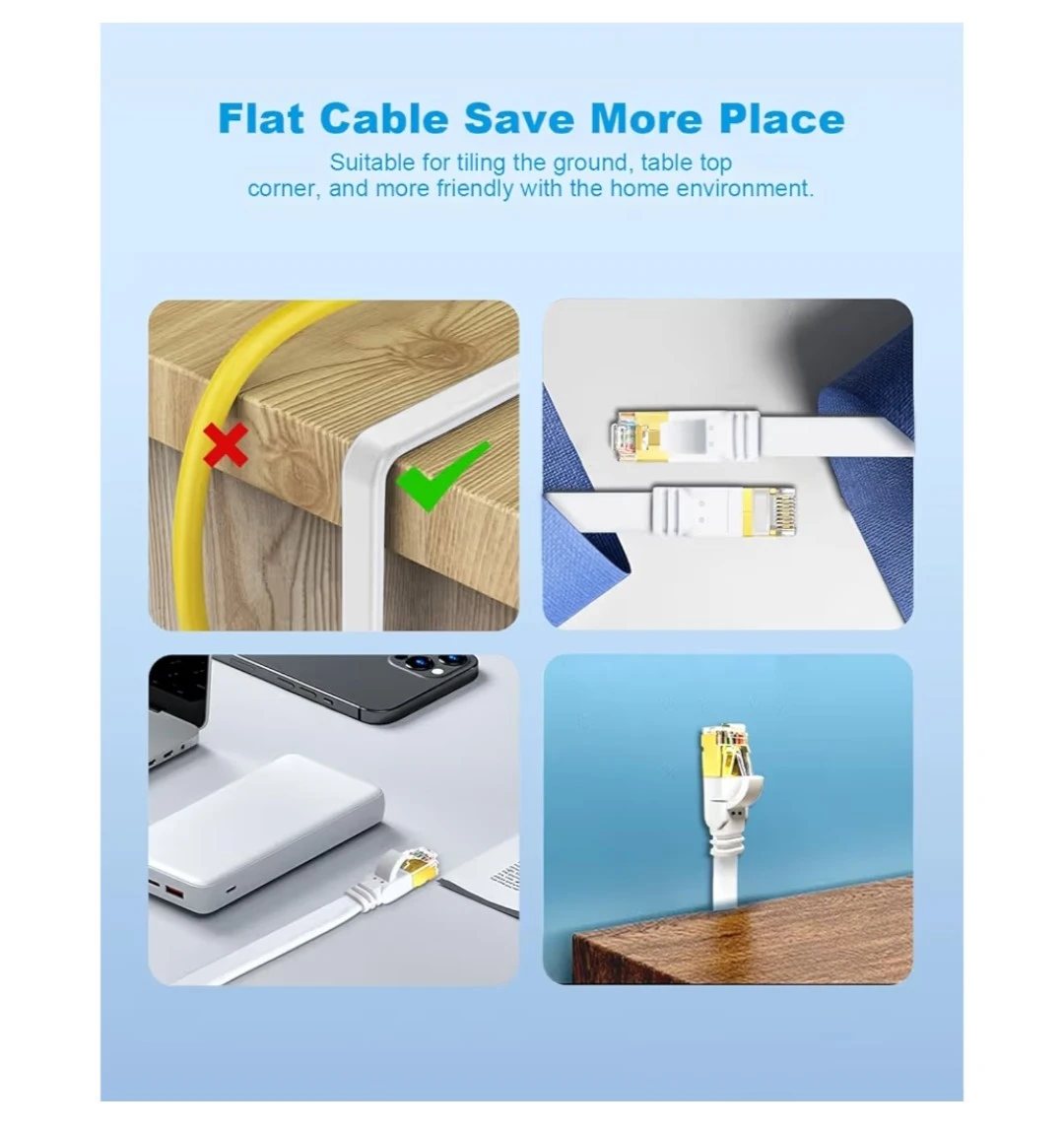 CAT8 Ethernet cable 33ft, flat, high speed - photo 4