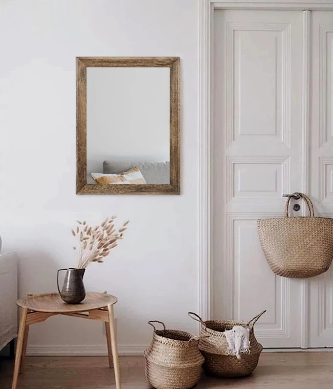 Rectangular Wood Framed Mirror - 50x40cm Brown - photo 5