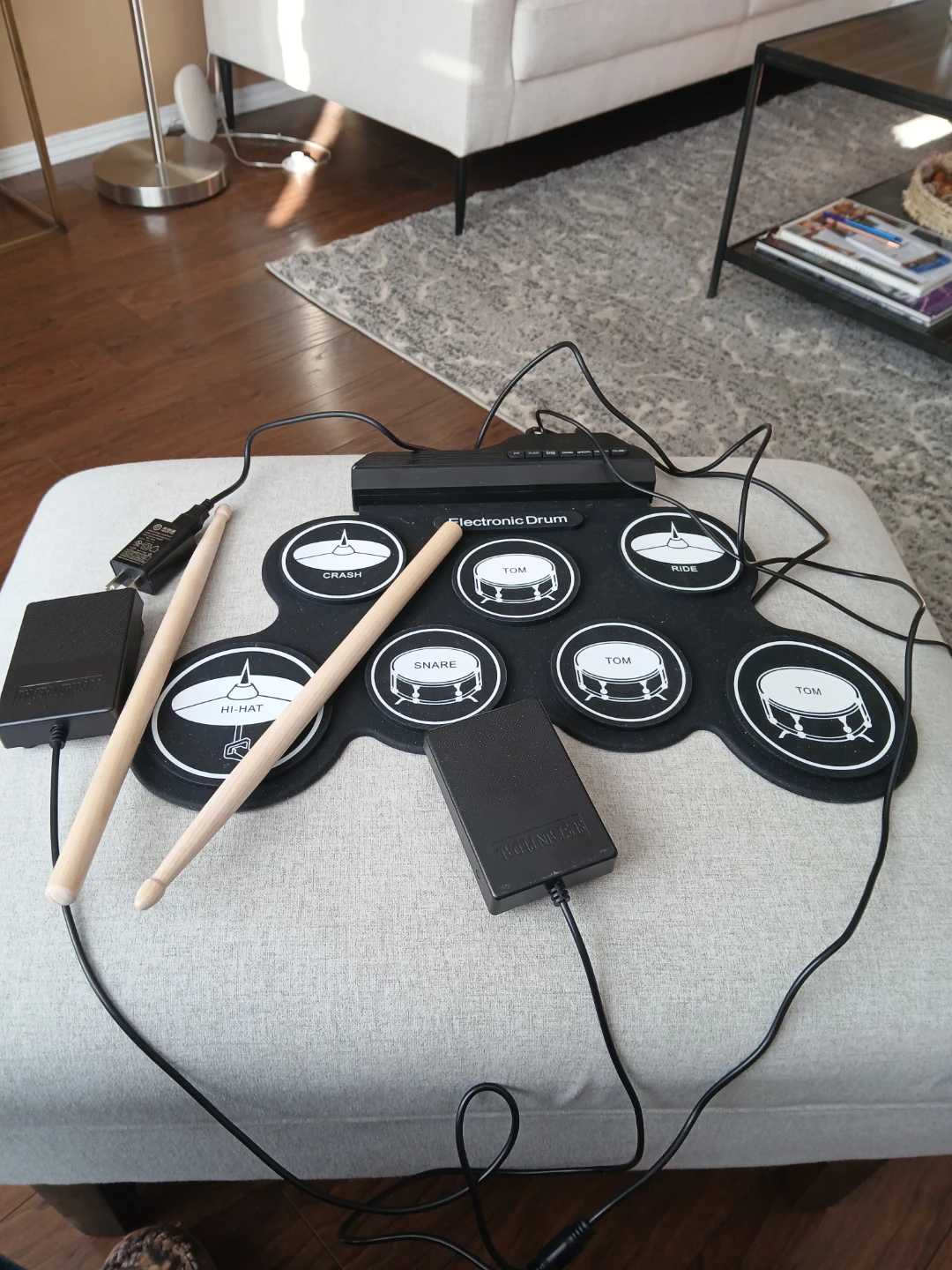 Electronic Drum Kit with Sticks and Pedals - photo 3