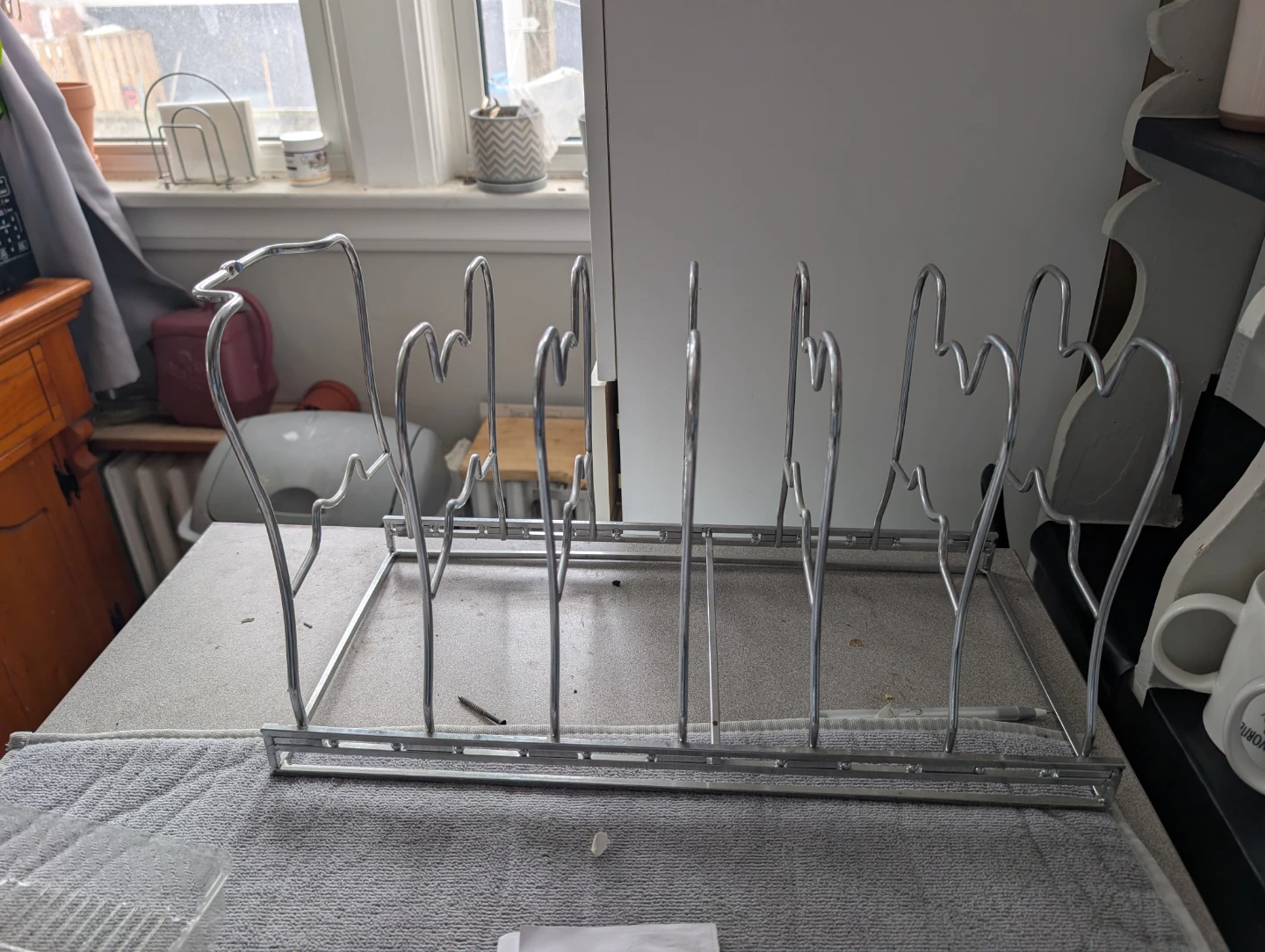 Silver Metal Pot Lid Organizer Rack
