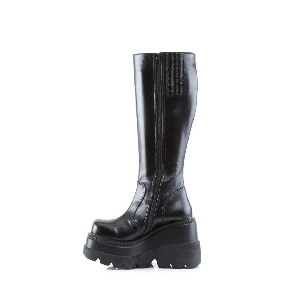 Black Platform Knee-High Boots. Size 11 - photo 3