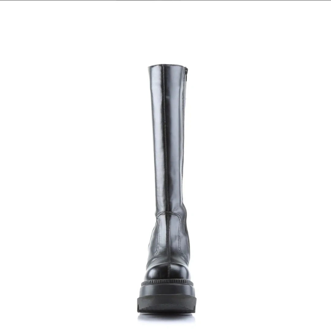 Black Platform Knee-High Boots. Size 11 - photo 4