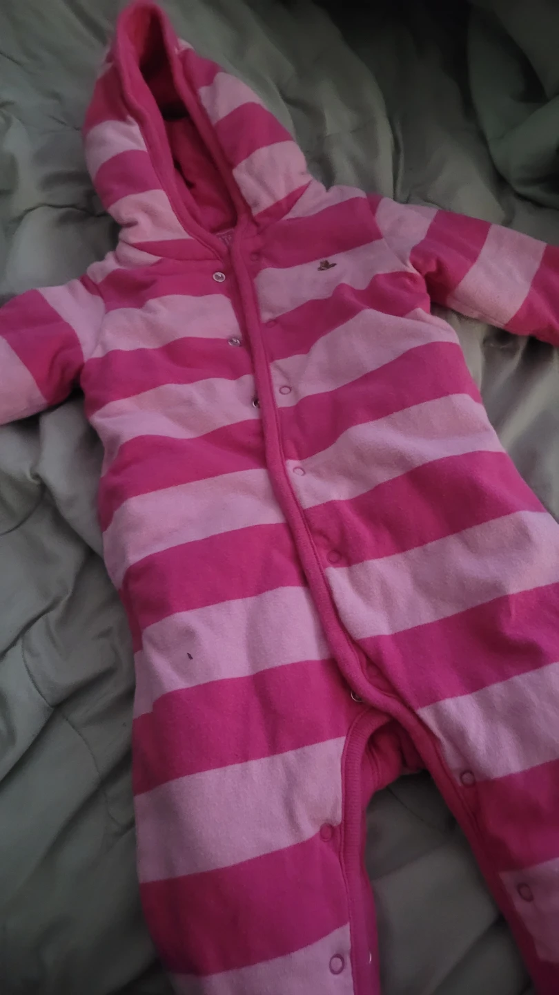 🏆Gap Baby Pink & Light Pink Striped Hooded Bunting Suit