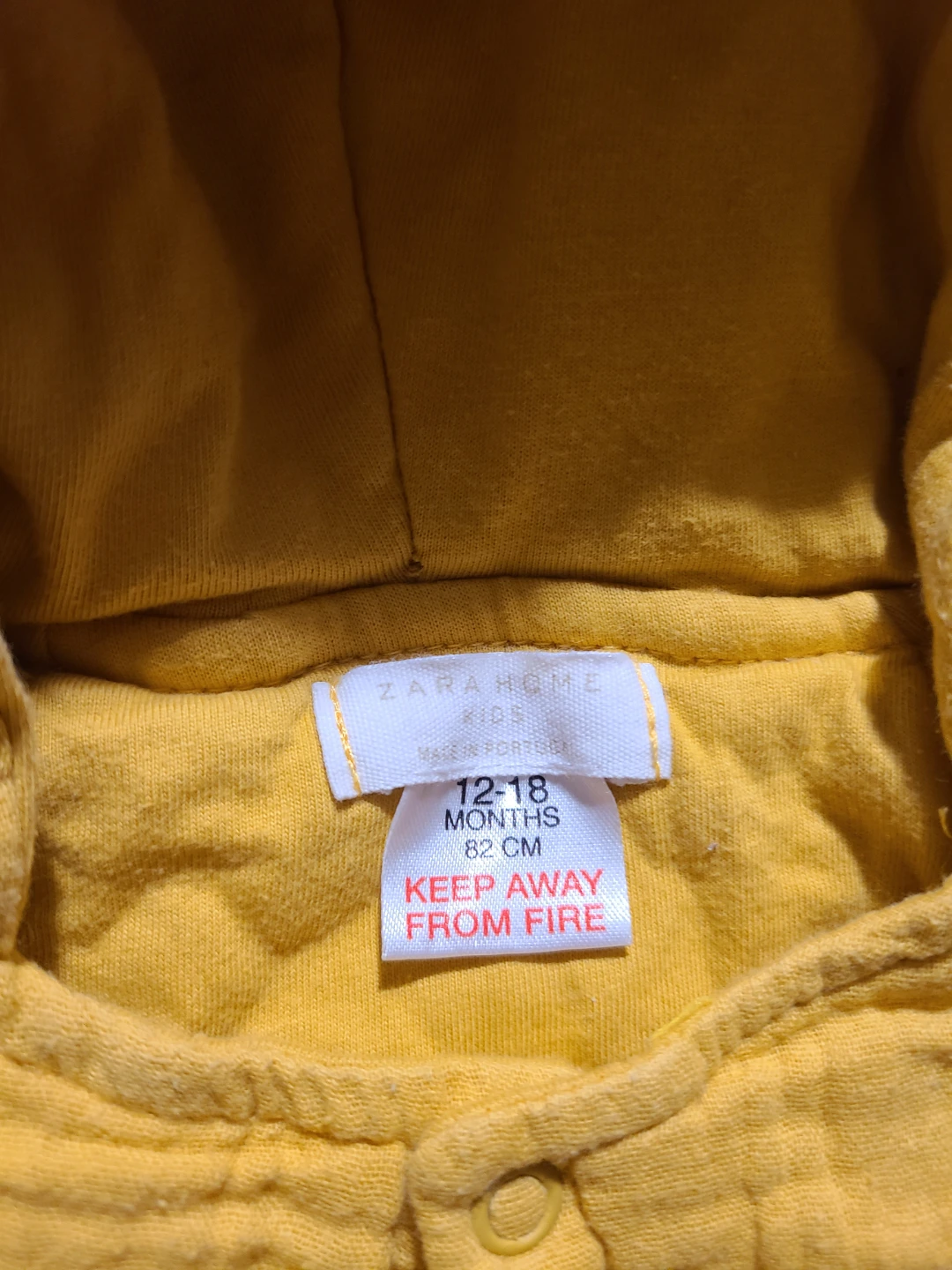 Zara Kids Yellow Bear Hooded Onesie - 12 Months - photo 2