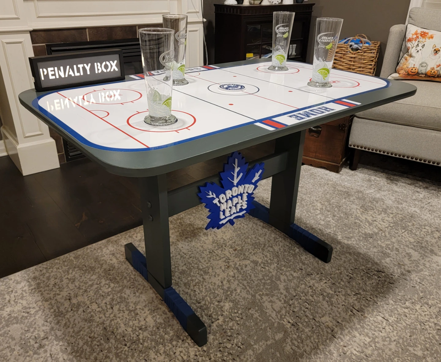 Multi use Hockey Theme Table with Penalty Box Light