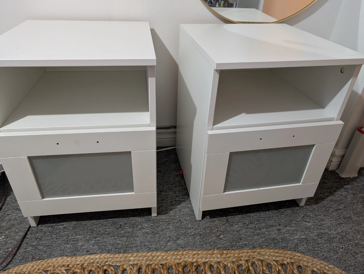 White Bedside Tables with Drawer - Set of 2