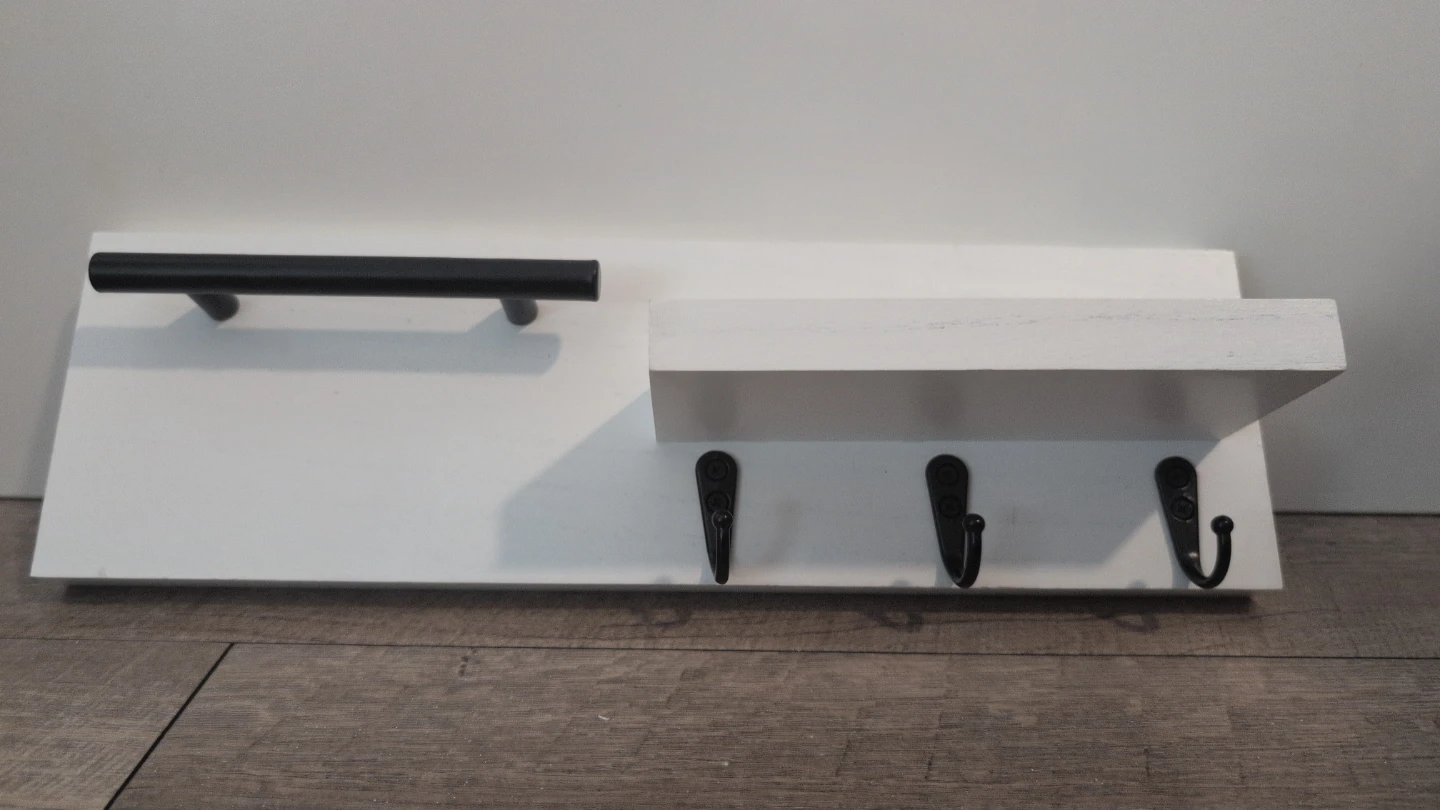 White Wall Shelf with Hooks