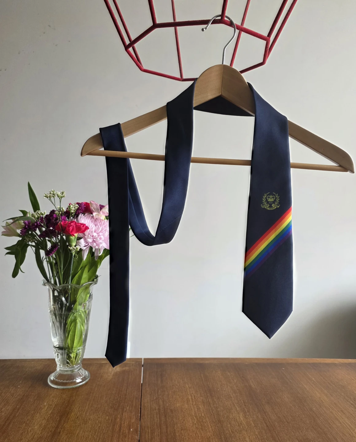 Upper Canada College Tie - Navy Blue with Rainbow Stripe