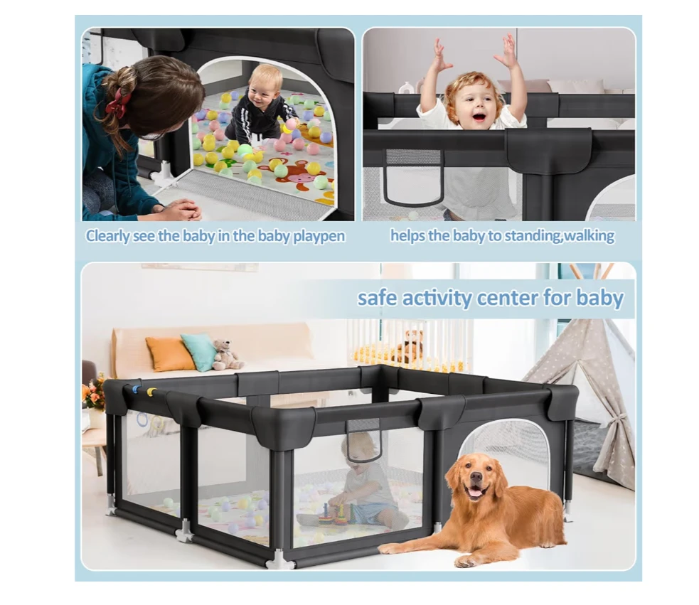 Palopalo Black Baby Playpen with Mat - photo 3