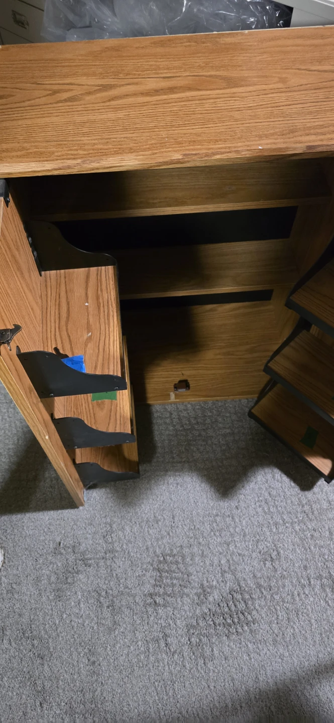 Oak veneer storage cabinet with doors