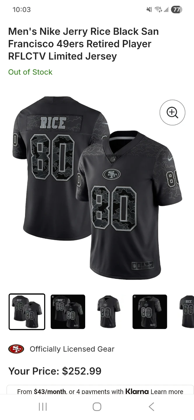 Nike alternate Jerry Rice San Francisco 49ers XXXL NFL Jersey - photo 4