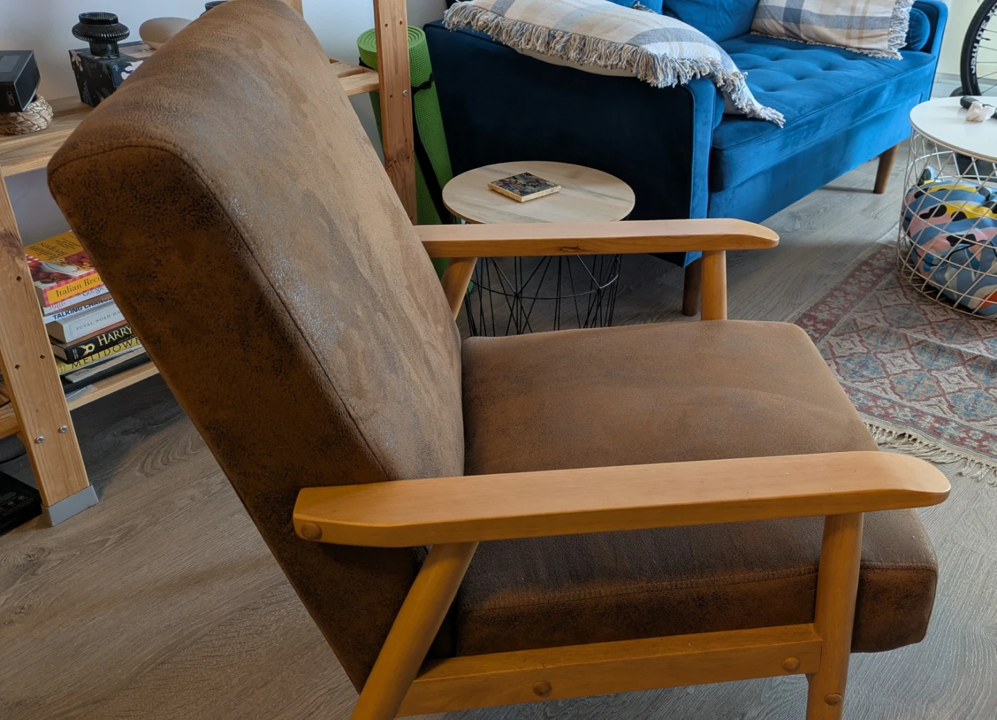 Brown Accent Chair with Wooden Frame - photo 2