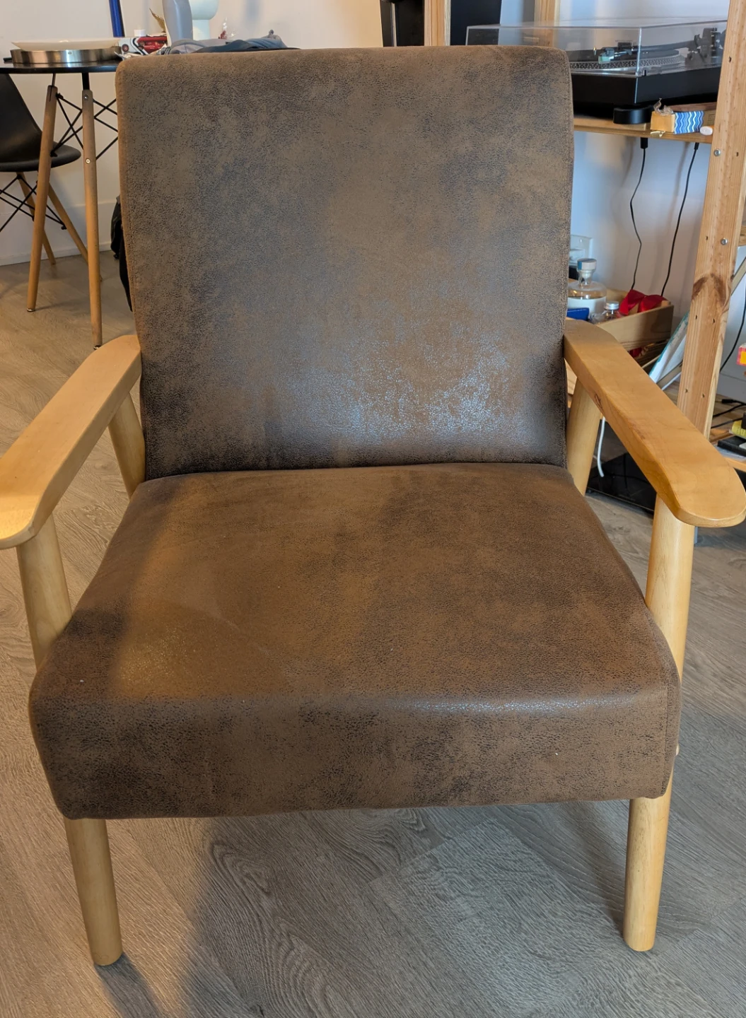 Brown Accent Chair with Wooden Frame - photo 3