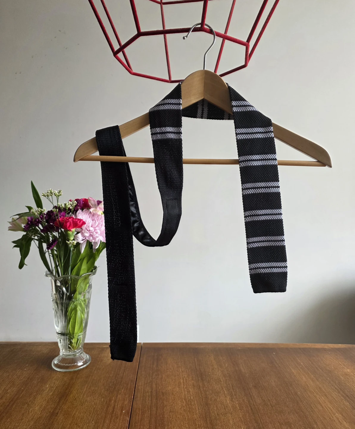 Haight & Ashbury Black & White Striped Knit Tie
