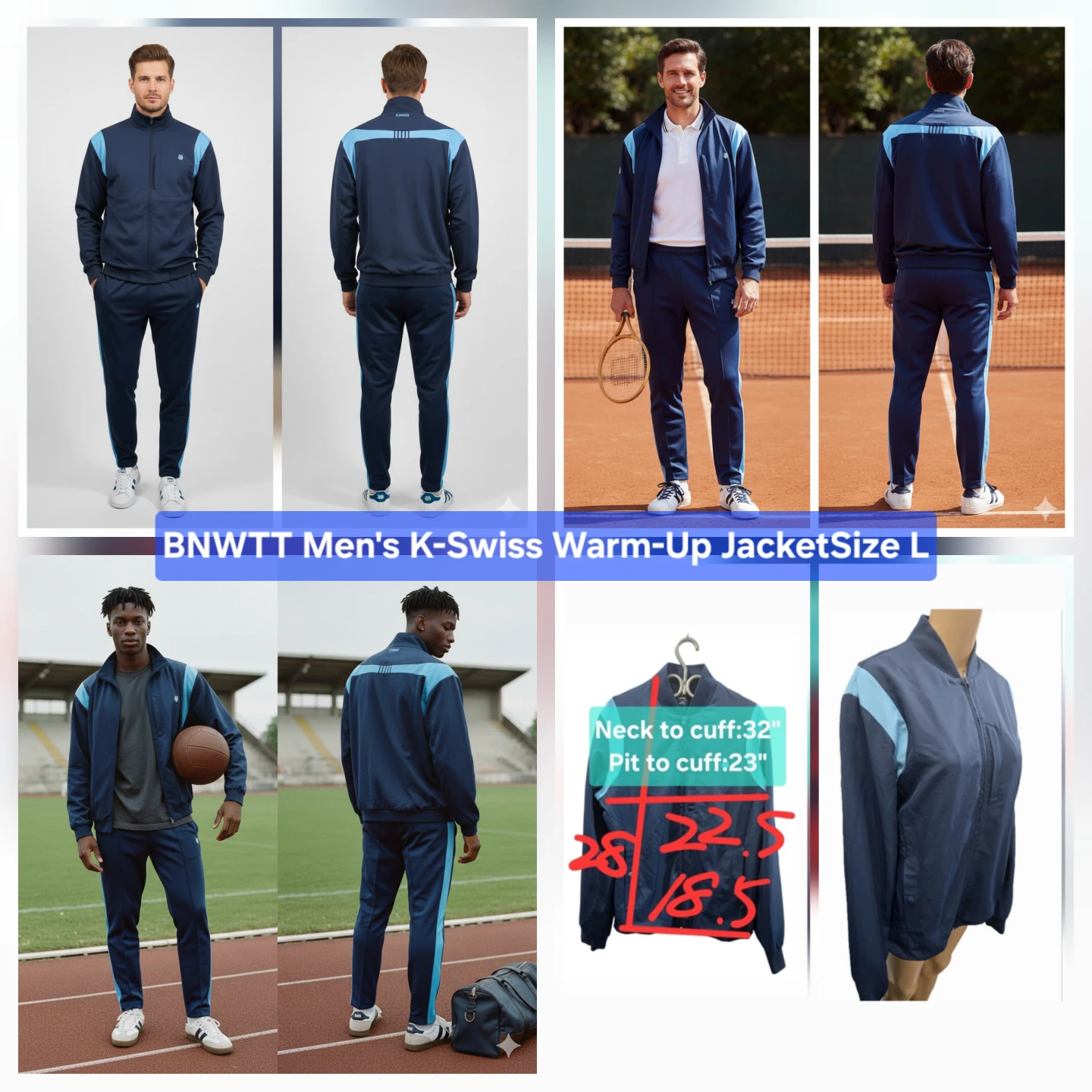🏆 BNWTT ​K-Swiss Heritage Track Jacket Warm-Up Size L​