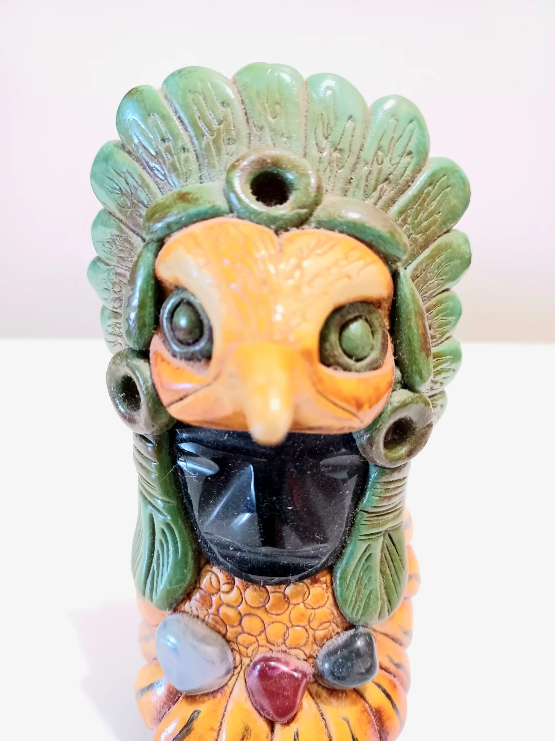 Vtg Hand Carved Onyx Aztec Eagle Warrior Statuette - photo 4