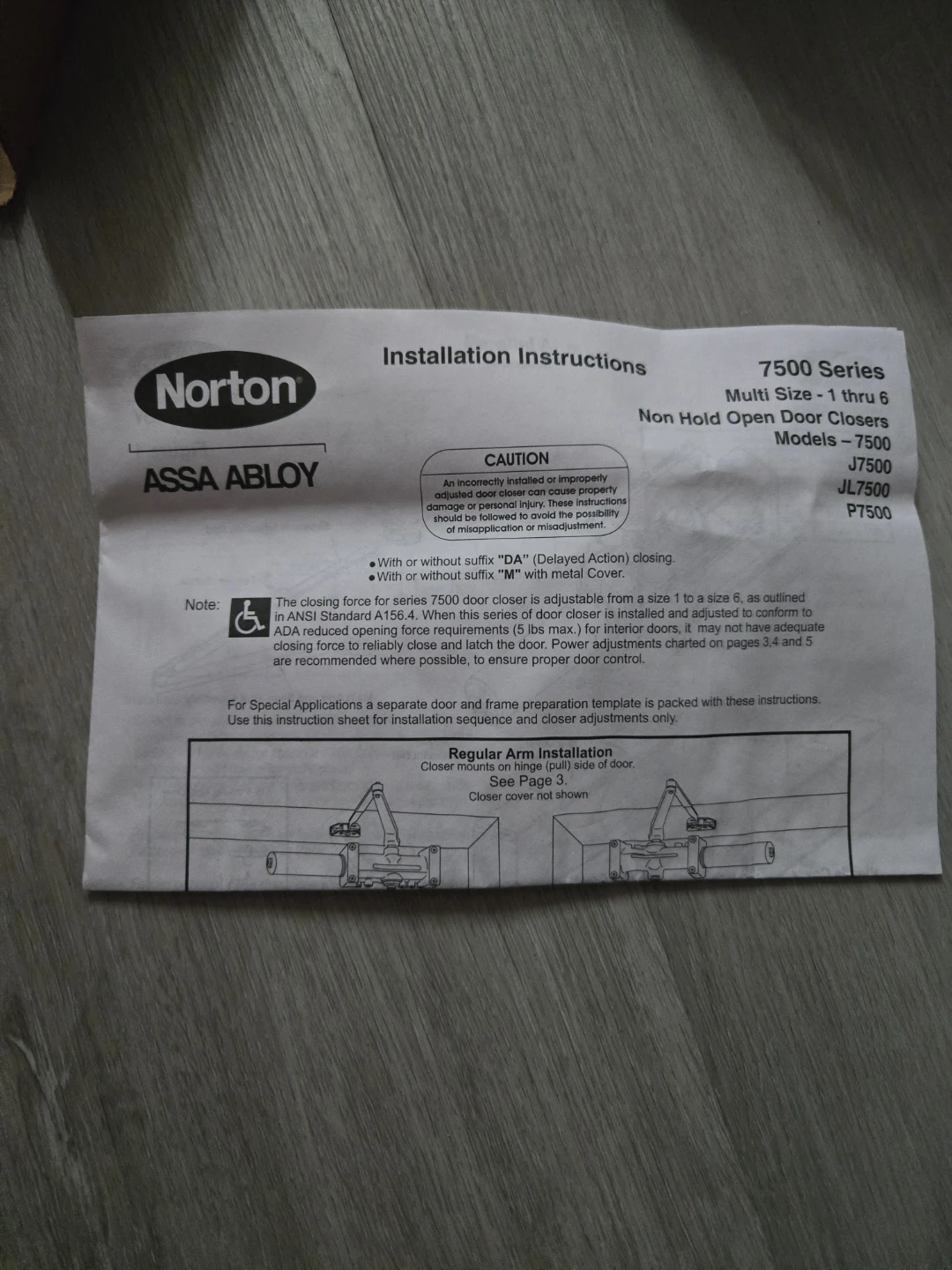 Norton Assa Abloy 7500 Series Non Hold Open Door Closer - photo 3