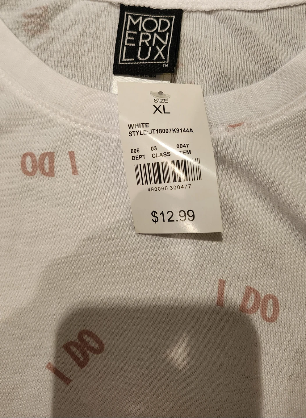 MODERN LUX "I Do" Sleeveless Tank Top XL White - photo 2