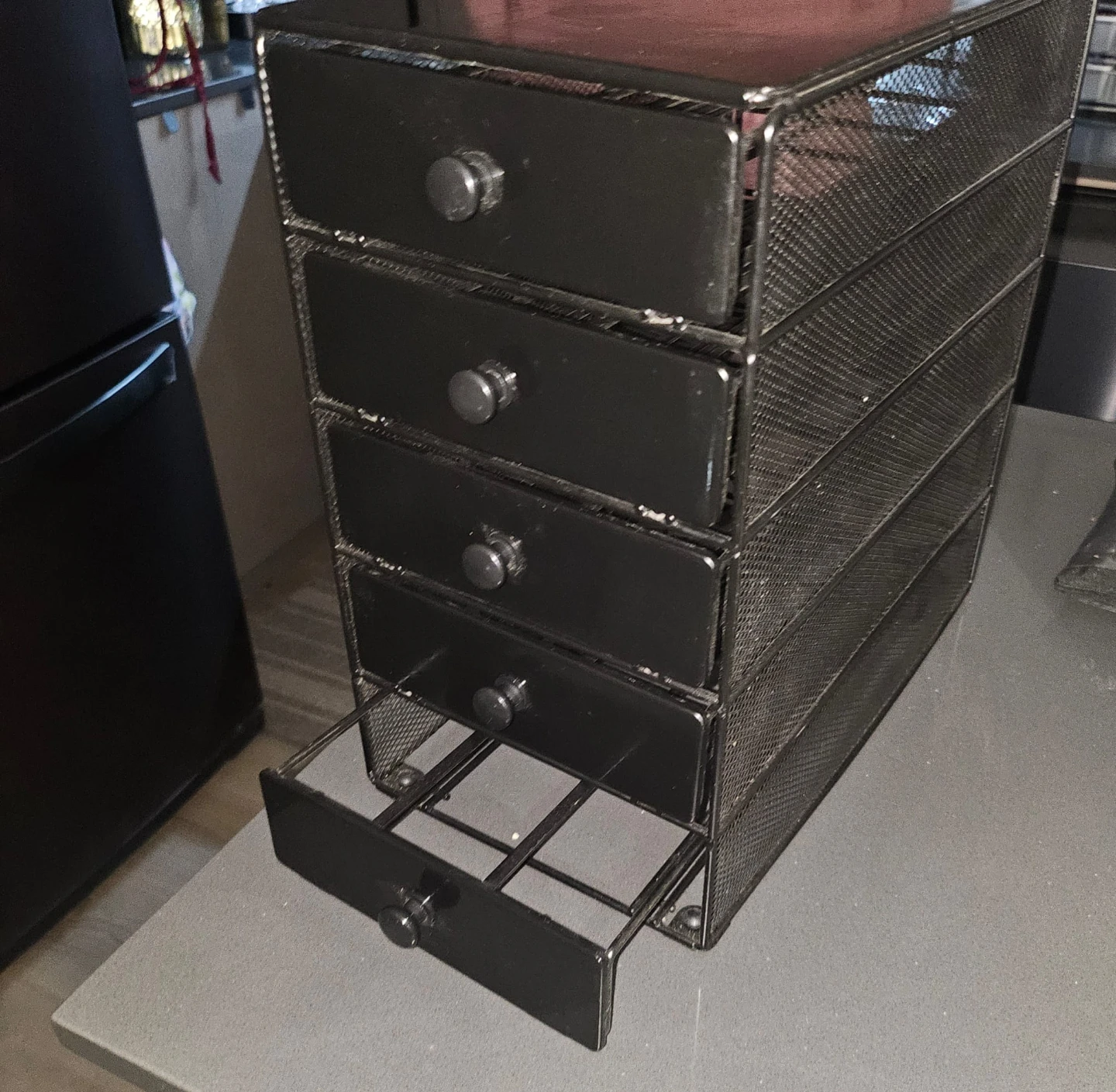 Black Mesh Desk Organizer with 5 Drawers - photo 2