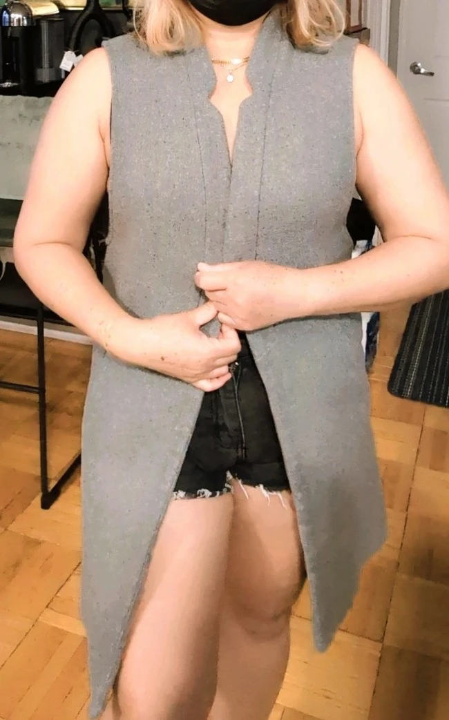 Zara Basic Grey Wool Blend Vest - XS