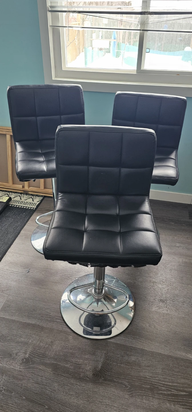 Black Adjustable Bar Stools (Set of 3) - photo 2