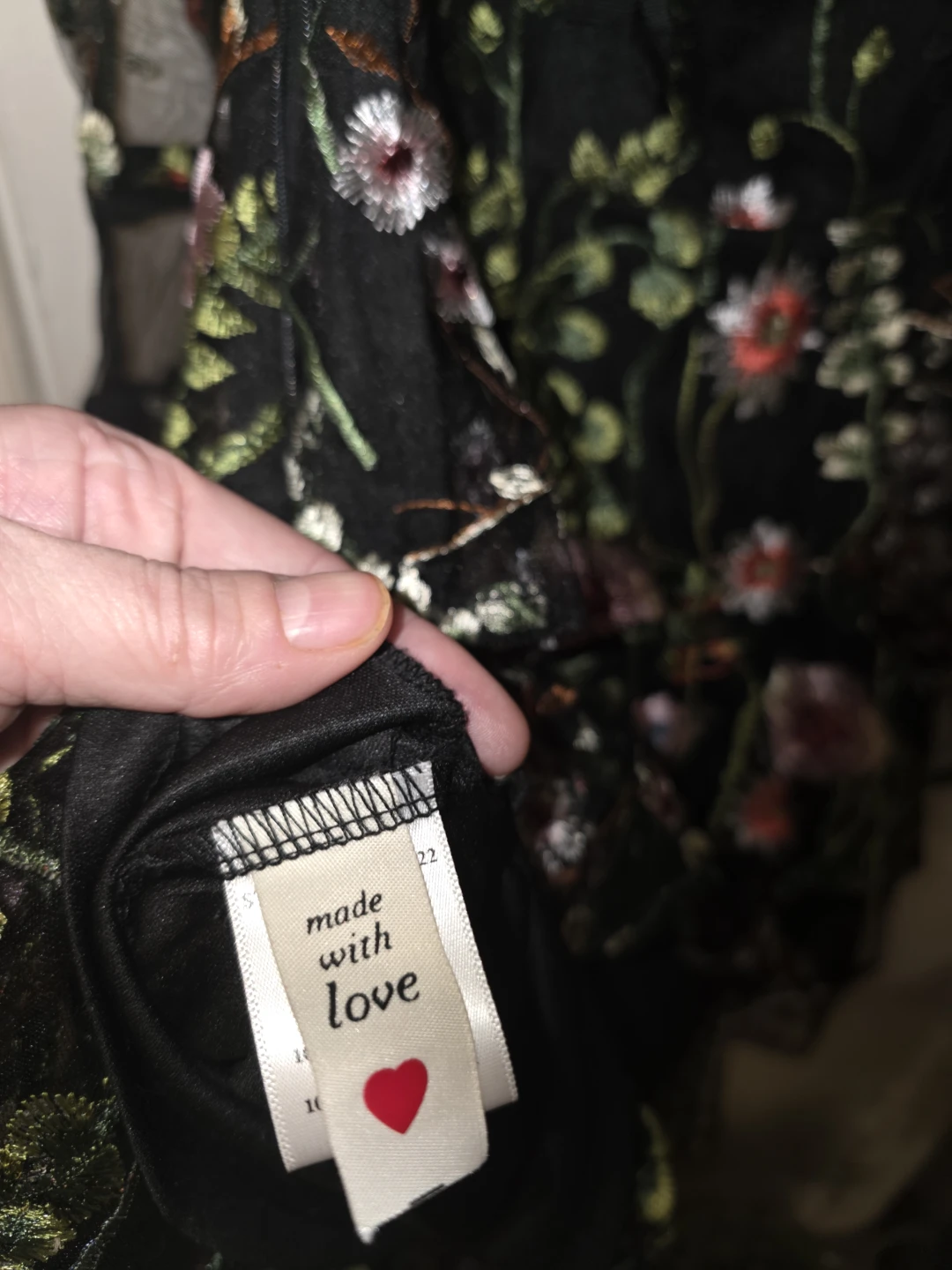 Black Floral Embroidered Mesh Dress Size S - photo 4
