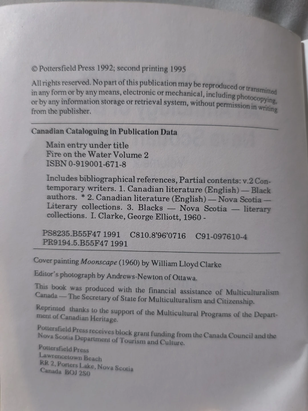 Fire on the Water: Anthology of Black Nova Scotian Writing - photo 3