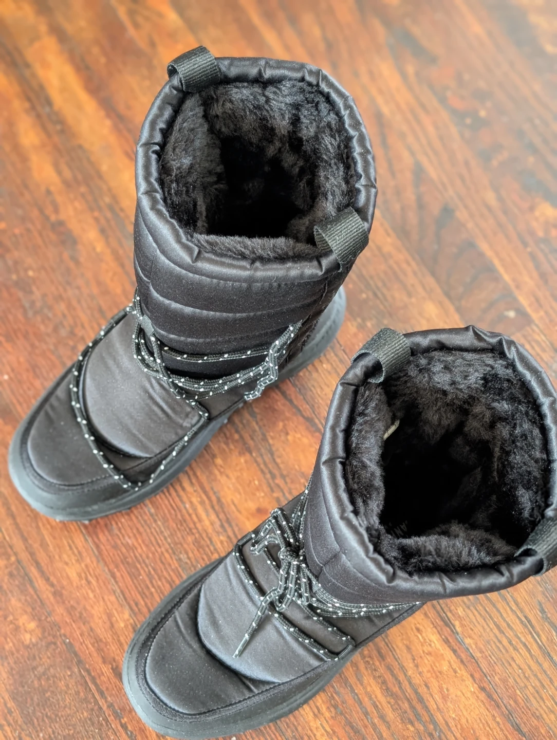 Black Puffer Winter Boots with Fur Lining - photo 2