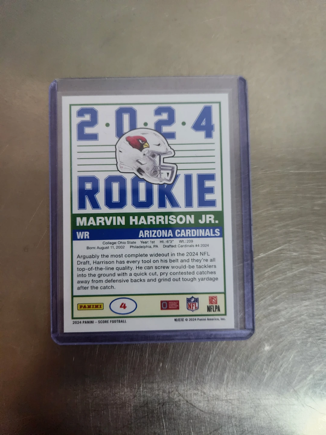 2024 Score Marvin Harrison Jr. Rookie Football Card - photo 2