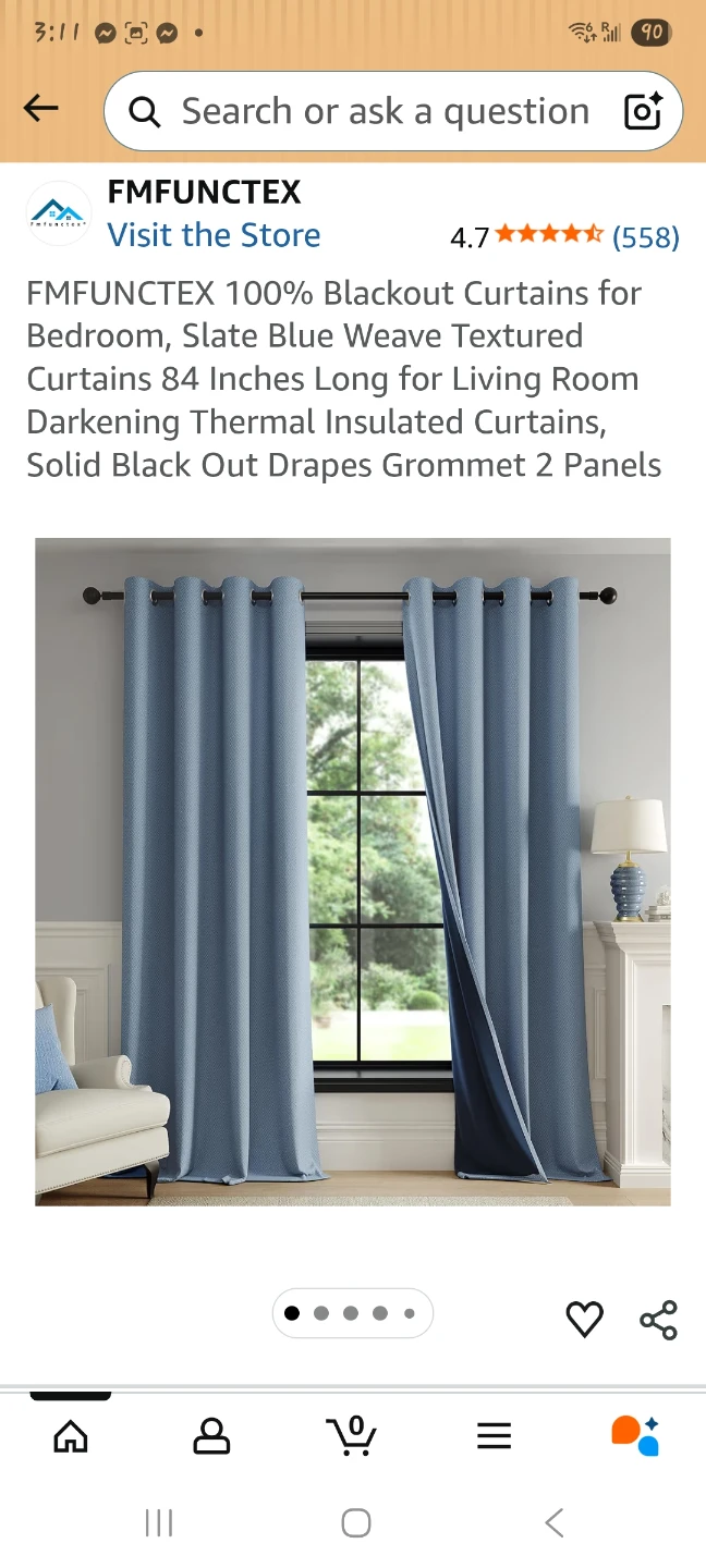 100% Blackout Curtains (2 panels) - Slate Blue