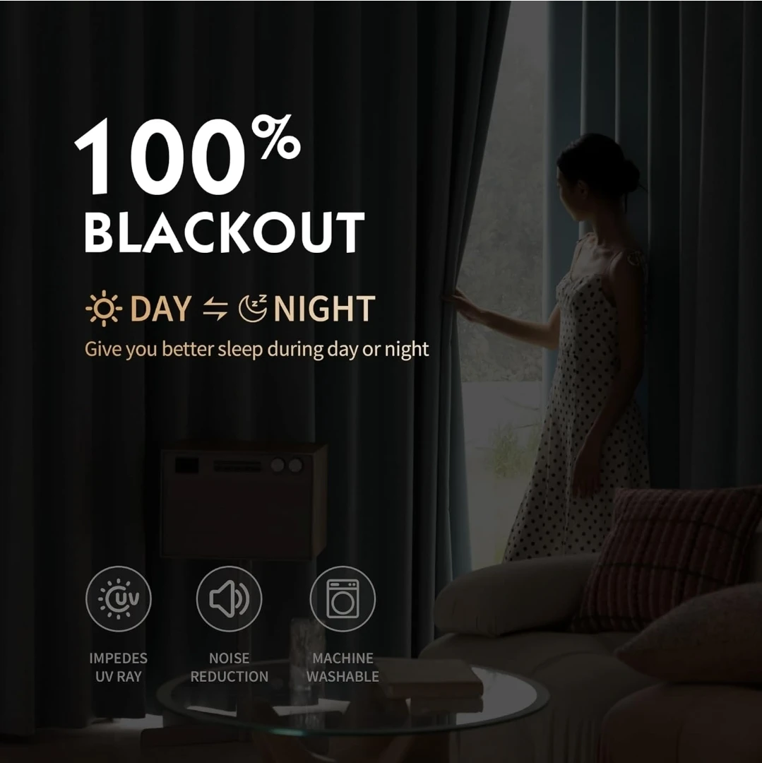 100% Blackout Curtains (2 panels) - Slate Blue - photo 3