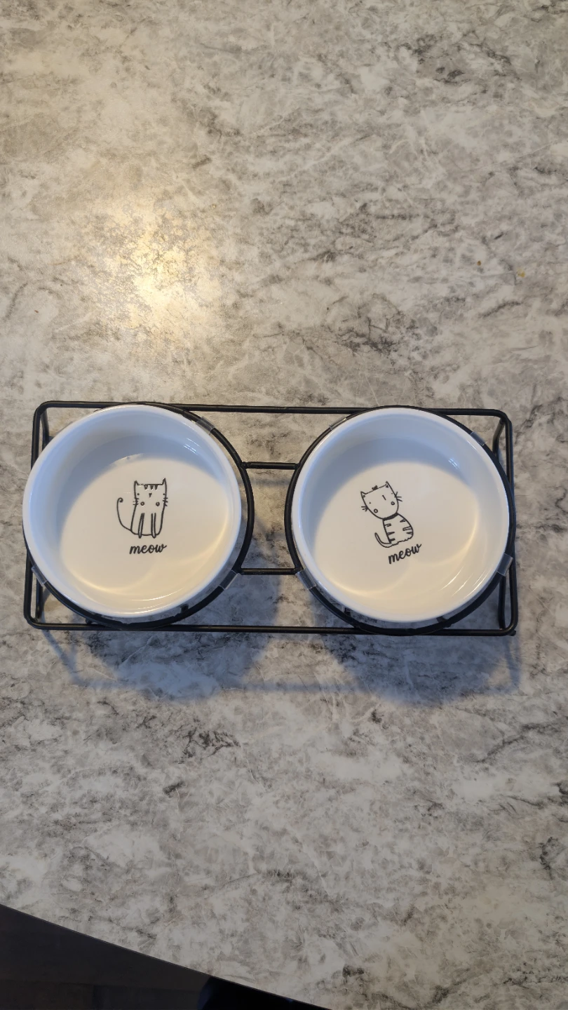 Ceramic Cat Food Bowls with Stand - photo 2