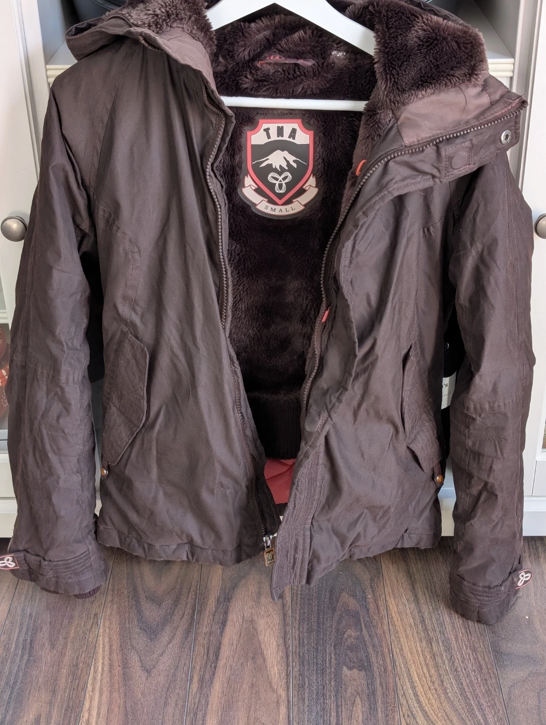 TNA Brown Faux Fur Lined Hooded Jacket