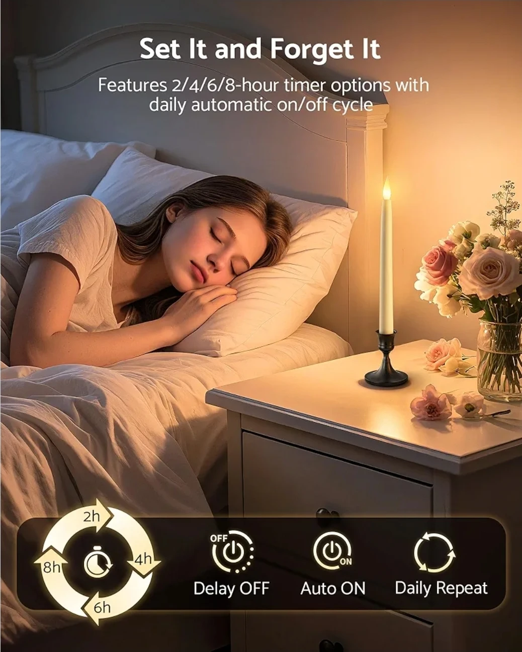 6-Pack 10.5" Flameless Taper Candles with Remote - photo 5