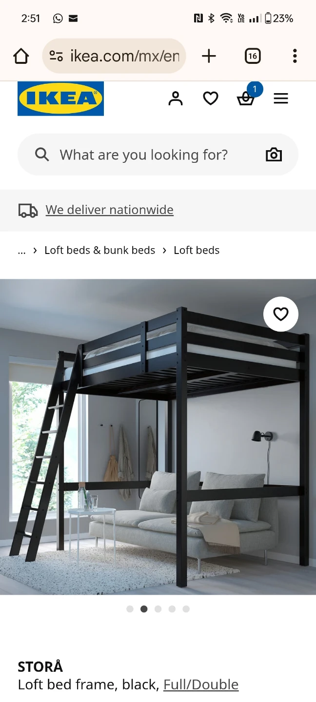 IKEA STORÅ Loft Bed Frame, Black, Full/Double - photo 2