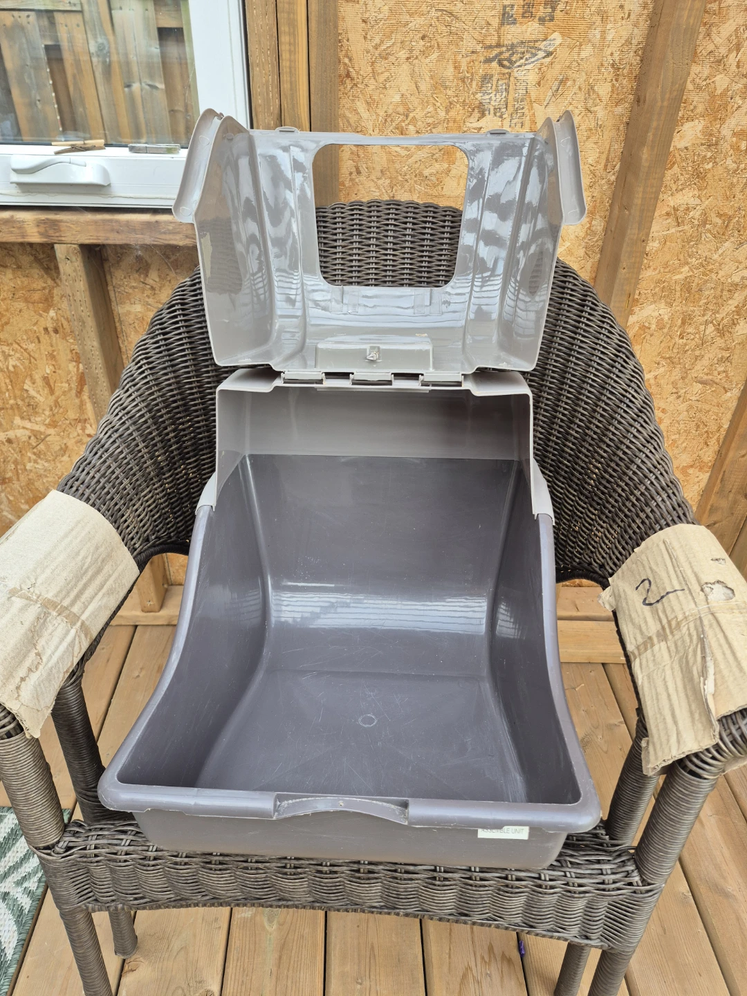 Grey Plastic Hooded Cat Litter Box