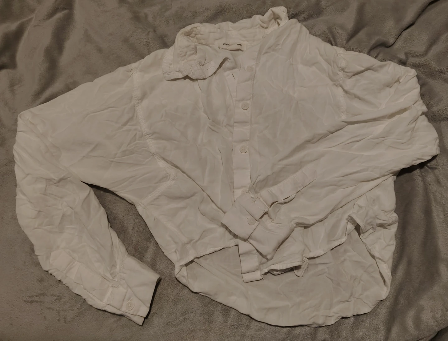 White Cropped Button-Up Shirt