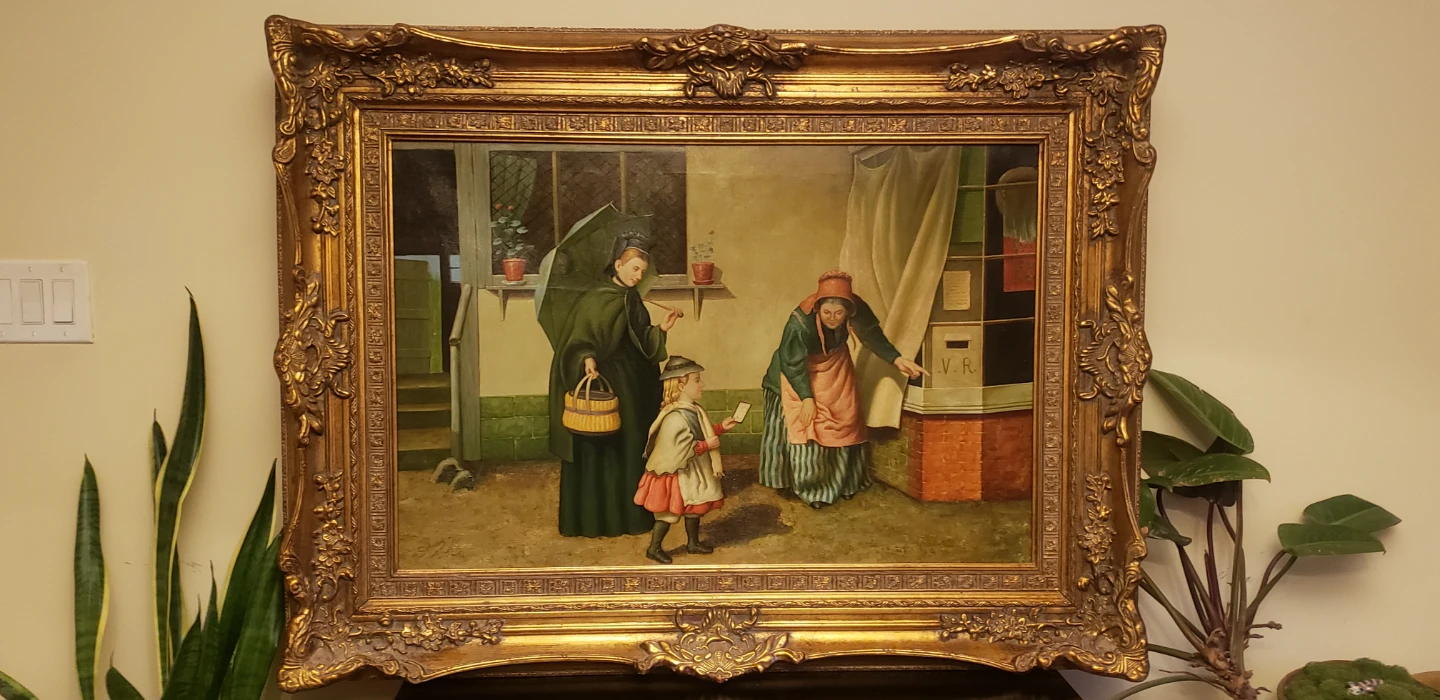 Vintage Oil Painting with Ornate Gold Frame
