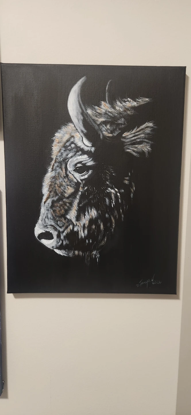Canvas Painting of a Bison