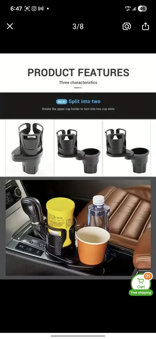 Adjustable Car Cup Holder with Tray - photo 3