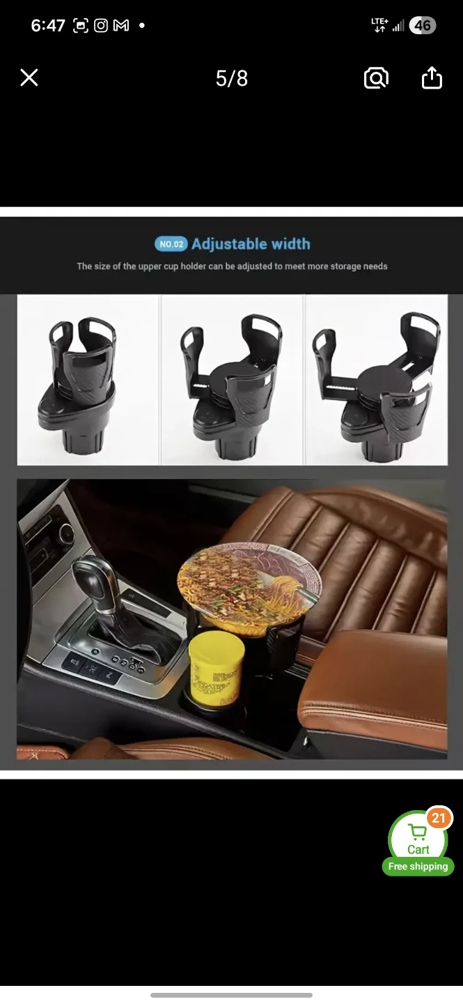 Adjustable Car Cup Holder with Tray - photo 5