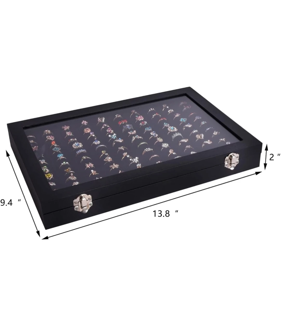100 Slot Black Velvet Ring Display Case - photo 2