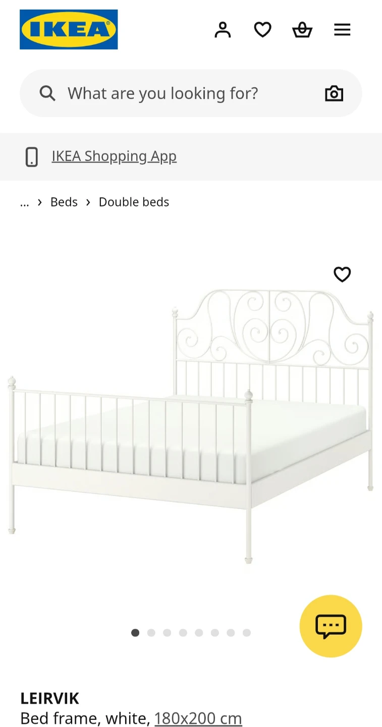 IKEA LEIRVIK White Metal Bed Frame - Double