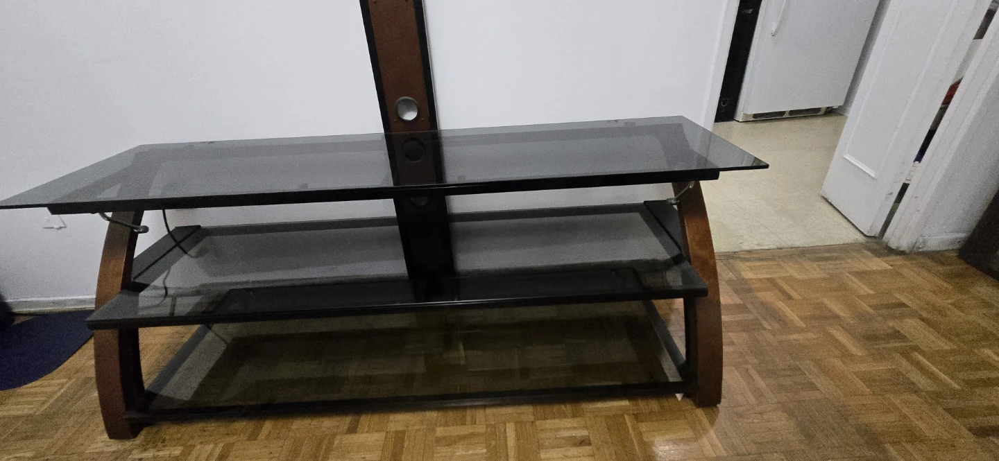 Glass and Wood TV Stand with Mount