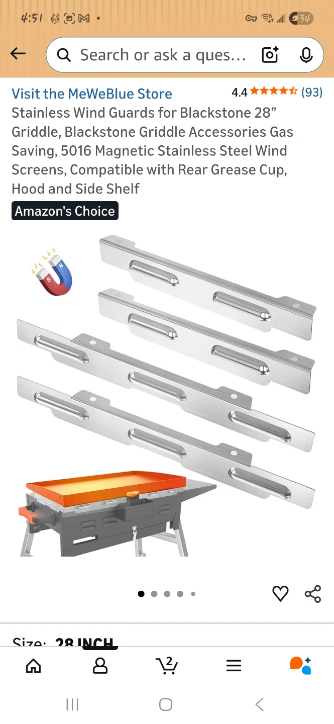 28" Griddle Wind Guards Set