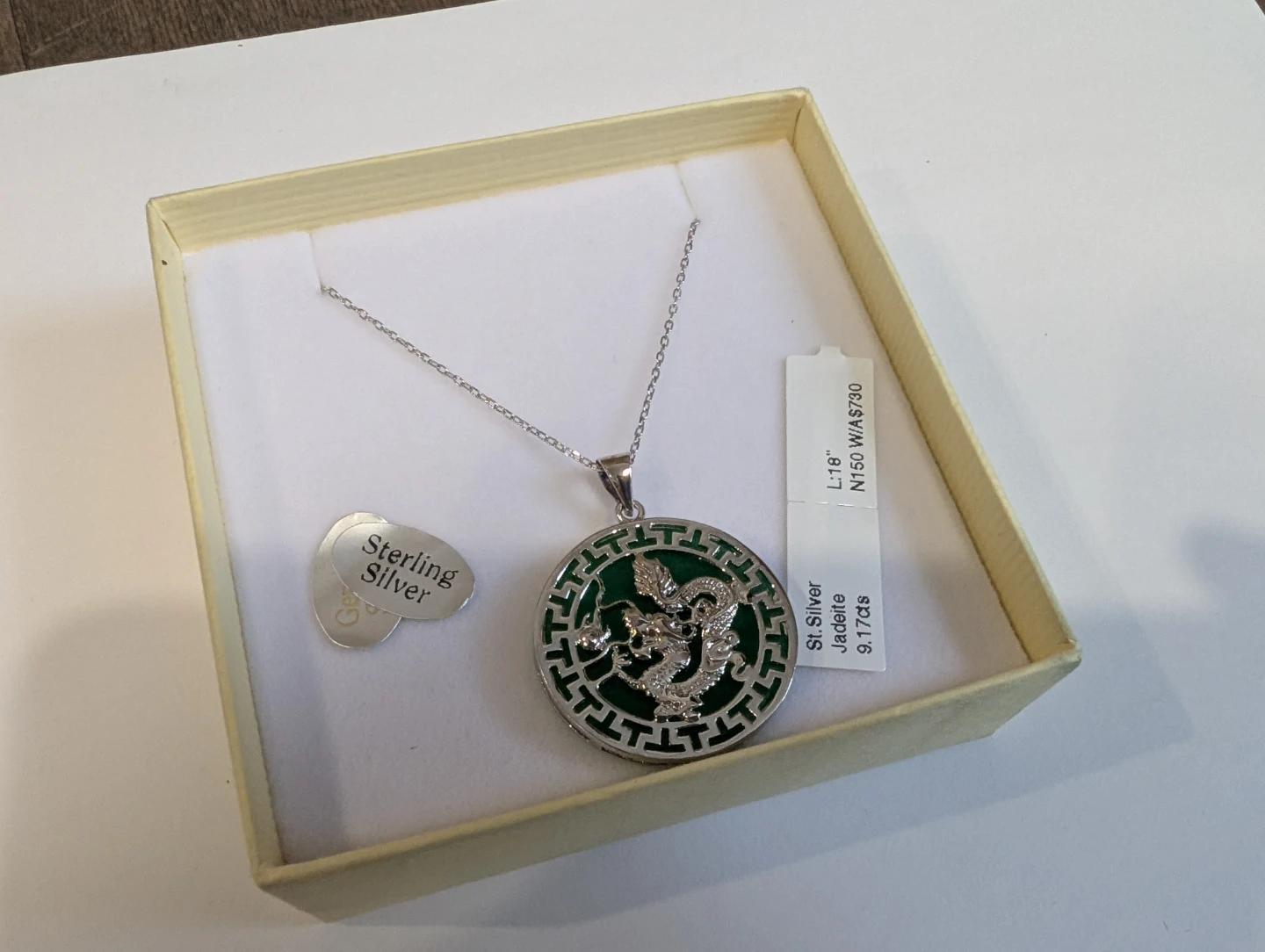 Brand New Silver Jadeite Necklace For Sale