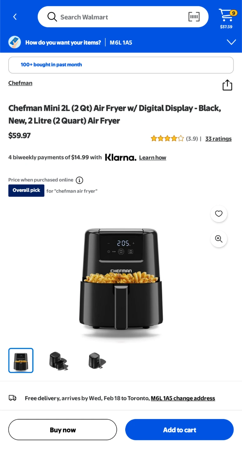 Chefman TurboFry Touch 2L Digital Air Fryer - Black - photo 4