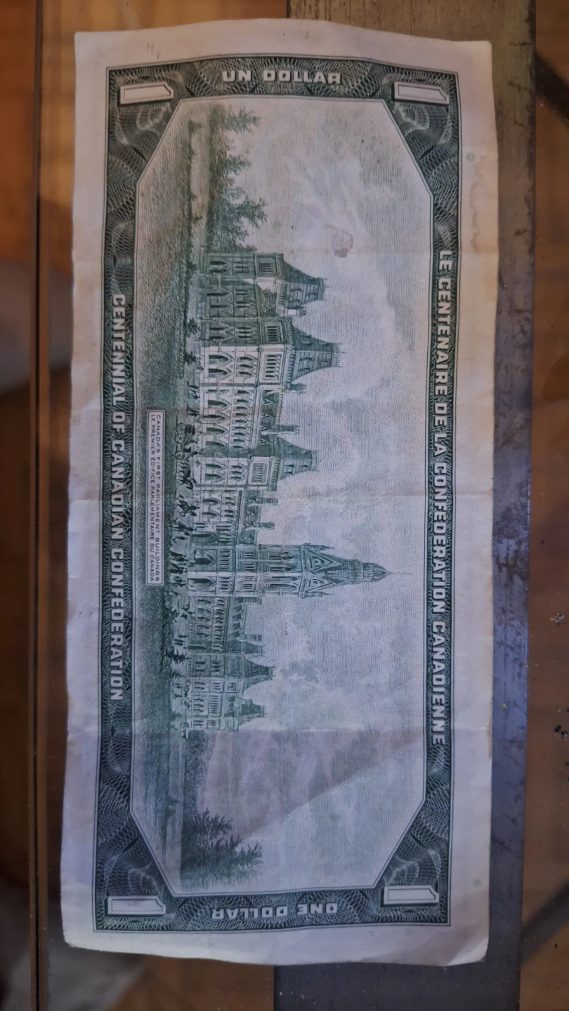 Canada $1 Bank Note - Centennial of Confederation 1967 - photo 2
